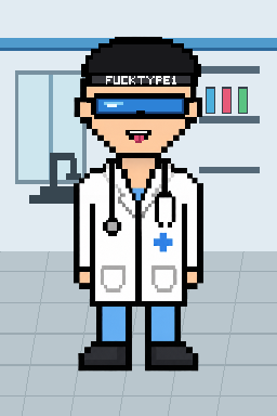 Pixel-art punk with black headband and visor