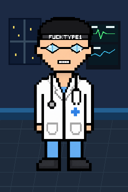 Pixel-art punk with night-lab headband