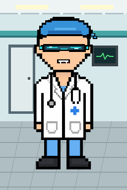 Pixel-art punk with blue bandana and visor