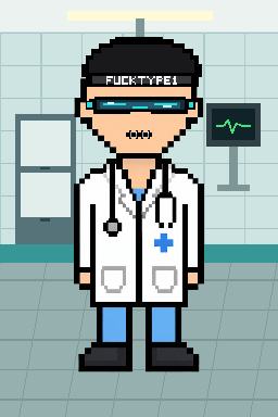 Pixel-art punk with visor and mask